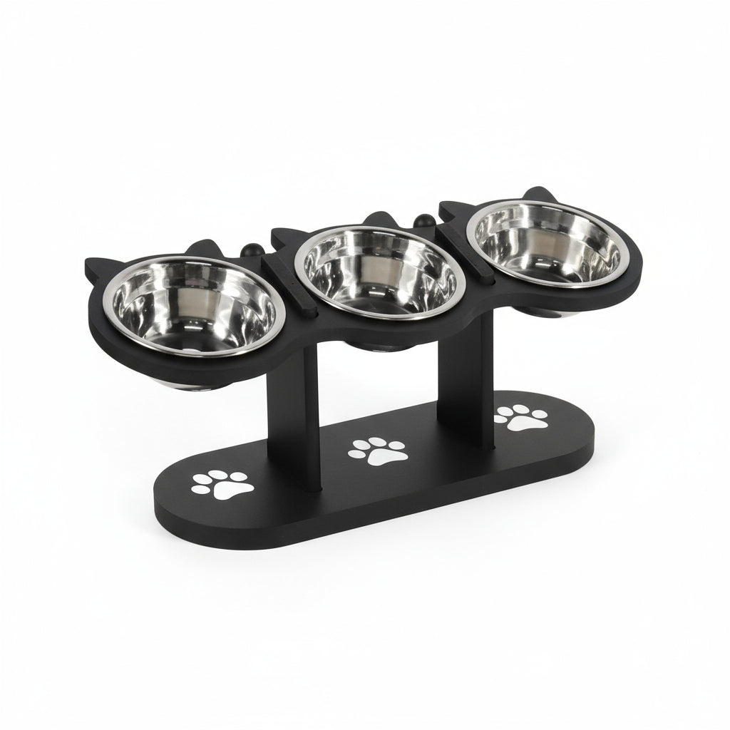 Vertical Pet Feeder Table – Height-Adjustable Wooden Stand for Food & Water