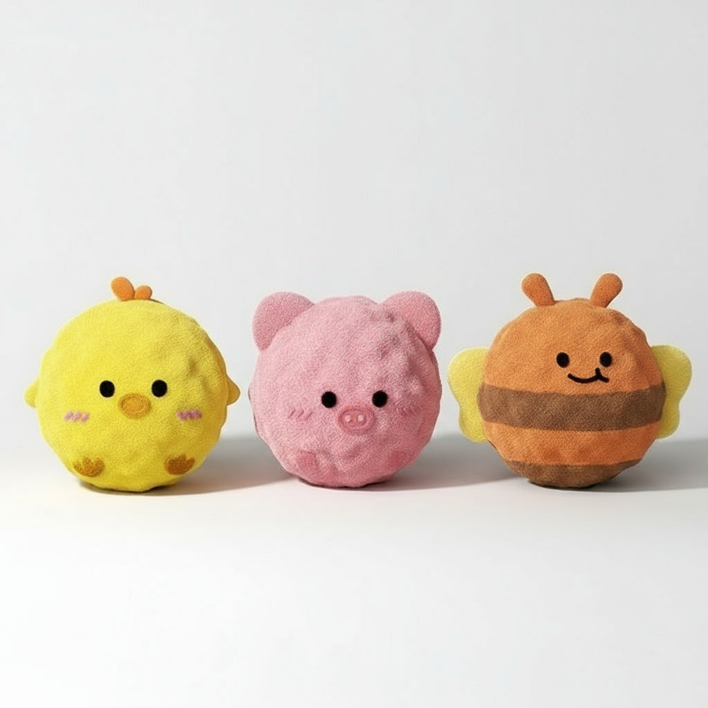 Dog Cartoon Squeaky Balls – Teeth Cleaning & Chew Toy for Healthy, Happy Pets