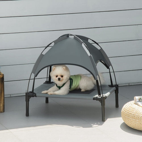 Portable Elevated Dog Bed with Shade Canopy – Outdoor & Indoor Use