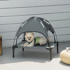 Portable Elevated Dog Bed with Shade Canopy – Outdoor & Indoor Use